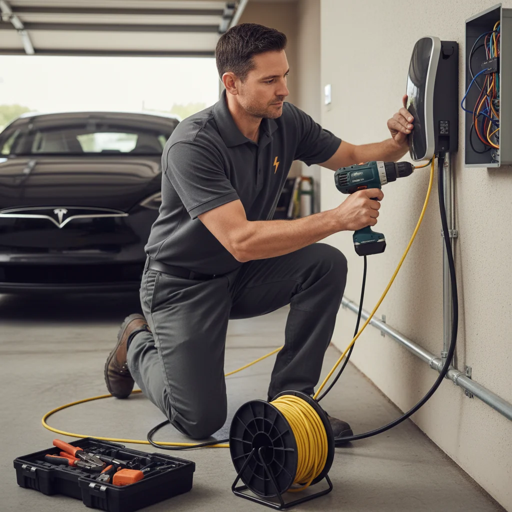 A detailed comparison table outlining the roadside assistance features, costs, and limitations for Tesla, Rivian, Lucid, and Charge Pro SD.